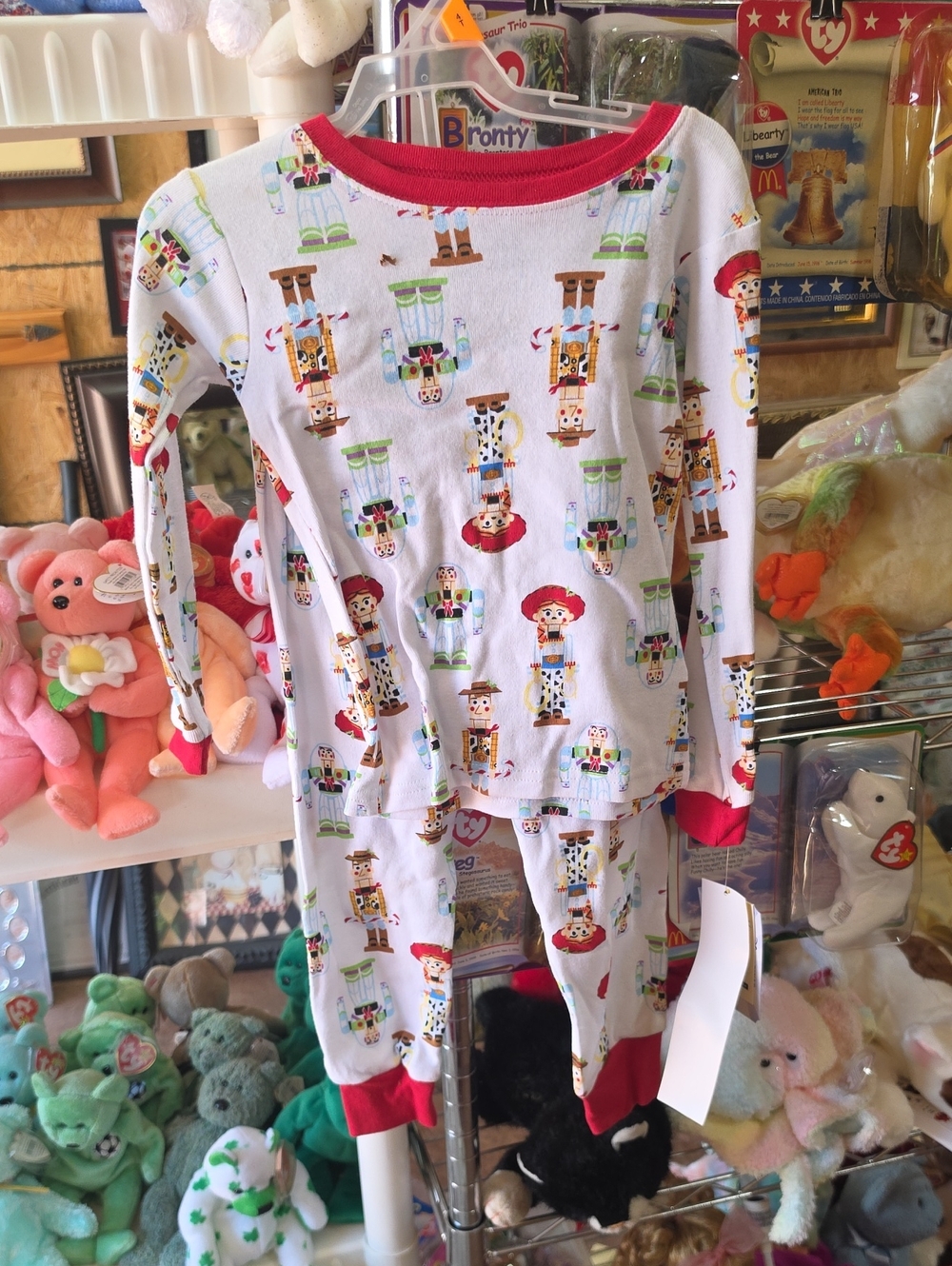 Disney White Toy Story Woody & Jessie Pajama Set with Red Trim